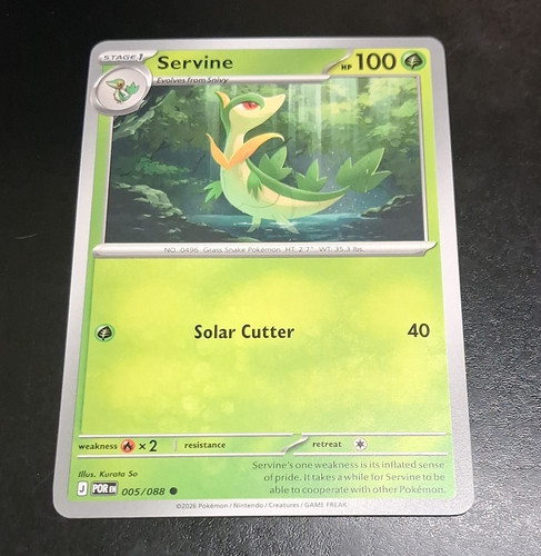 Pokemon TCG Servine 002/086 Sv: Black Bolt Regular Common EN 100 HP Stage 1