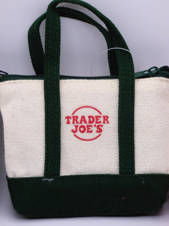 Trader Joe's - холст микро сумка с короткими ручками с бакалеей сумка - набор из 3 (красный, зеленый, синий) - Изображение 3 из 4