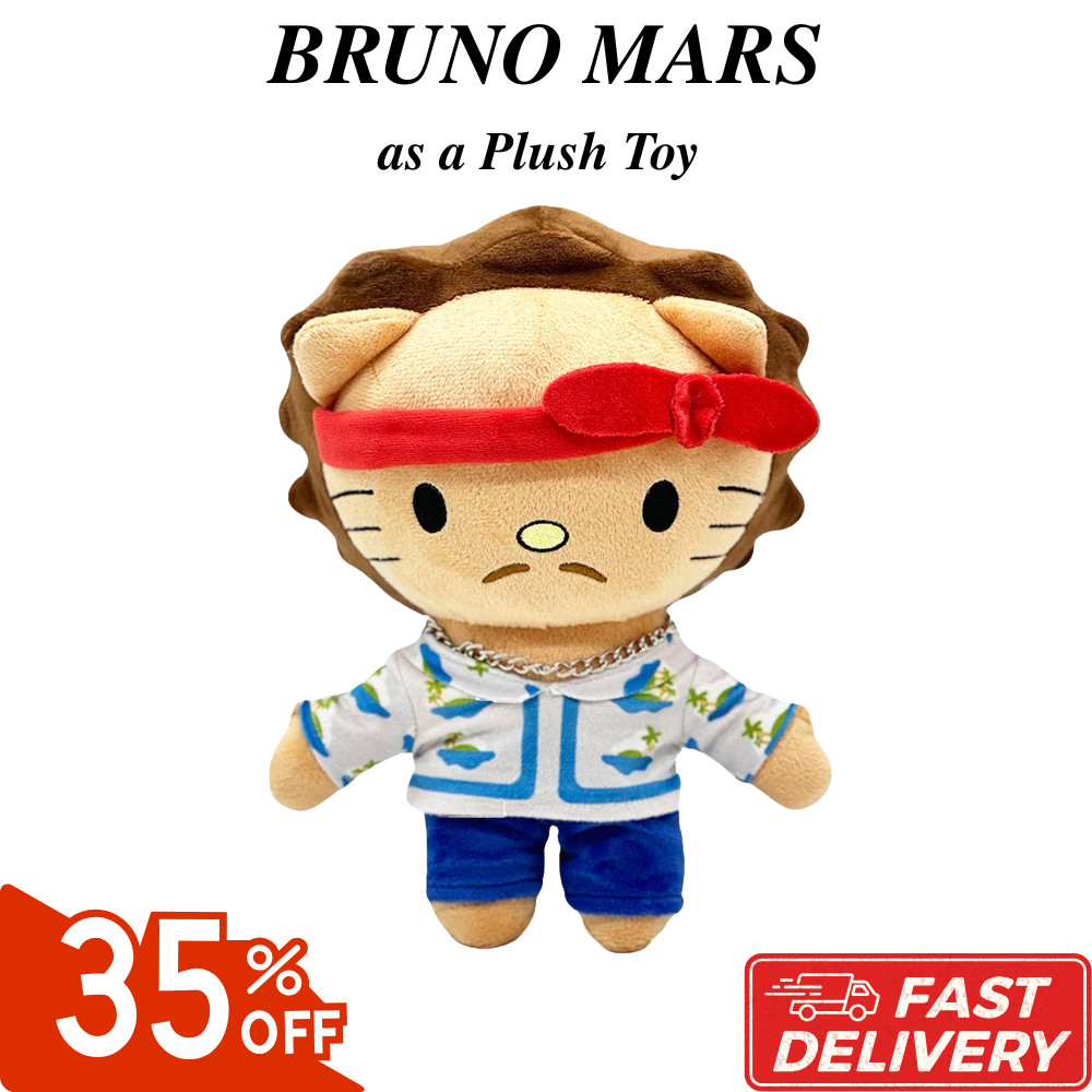 Hello Kitty As BRUNO MARS Red Headscarf Plush Doll Stuffed Figure Plush Toy 26cm