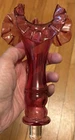 Vintage Ruffled Cranberry Single Epergne Replacement Glass Horn Fenton?
