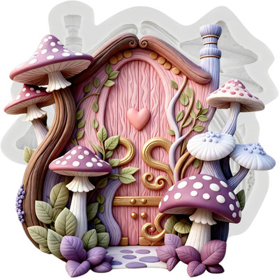 Fairy Garden House Polymer Clay Molds Mushroom House Silicone Mold for Jewelry M
