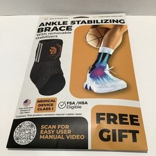 Dr Brace Ankle Stabilizing Brace W/removable Stabilizers Sz. L Black, New Sealed