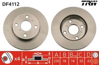 2X TRW Bremsscheibe DF4112 FüR Yaris Toyota SCP10_ SCP10R NCP10 SCP12_ SCP13_