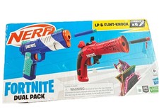 NERF Fortnite Dual Pack LP  Flint-Knock Blasters With 2 Elite Foam Darts Used
