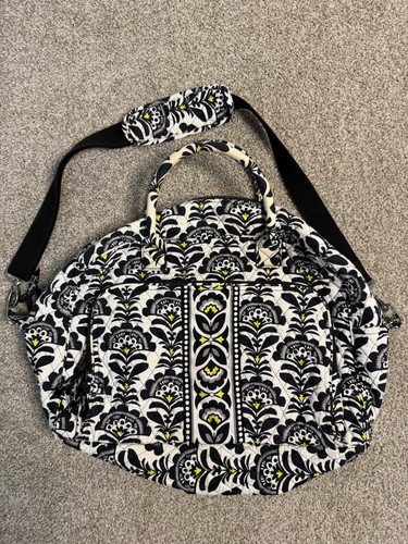 Vera Bradley Black 20" Quilted Cotton Duffle Bag Soft Case Floral Travel Women