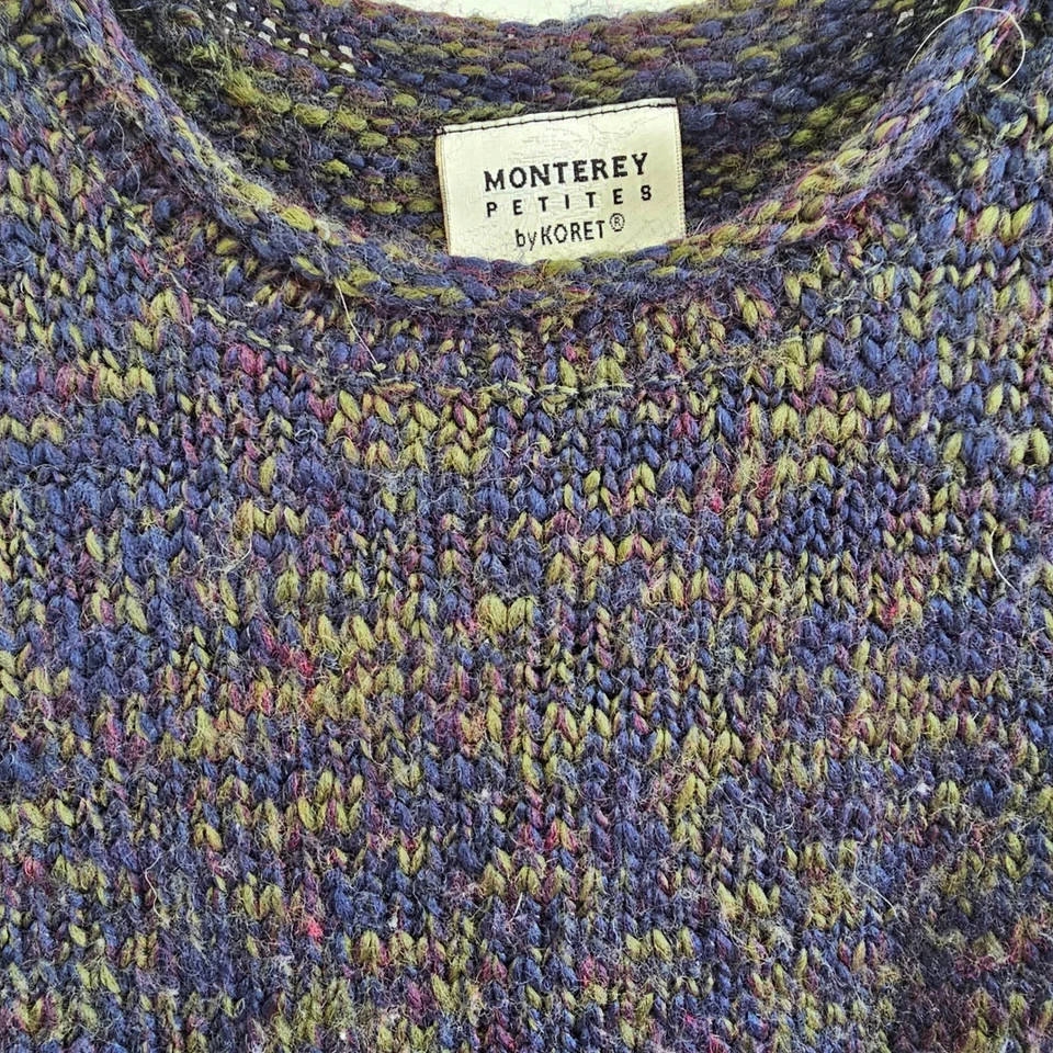 Monterey Petites by Koret Knit Vest Sleeveless Purple Green Wool Blend Sz S - Image 3 of 4