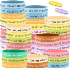 120 Pcs Motivational Wristbands Bulk for Student Inspirational Rubber Bands S...