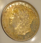 1878 S Morgan silver dollar - UNC, Orange toning both sides, nice luster, 5268