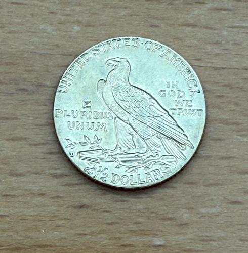 US 1925 D Gold $2 1/2 Dollars Indian Head Circulated - Picture 2 of 2