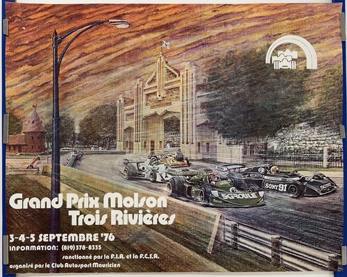 Póster original vintage GRAND PRIX MOLSON Quebec Canadá coches de carreras callejeras 1976