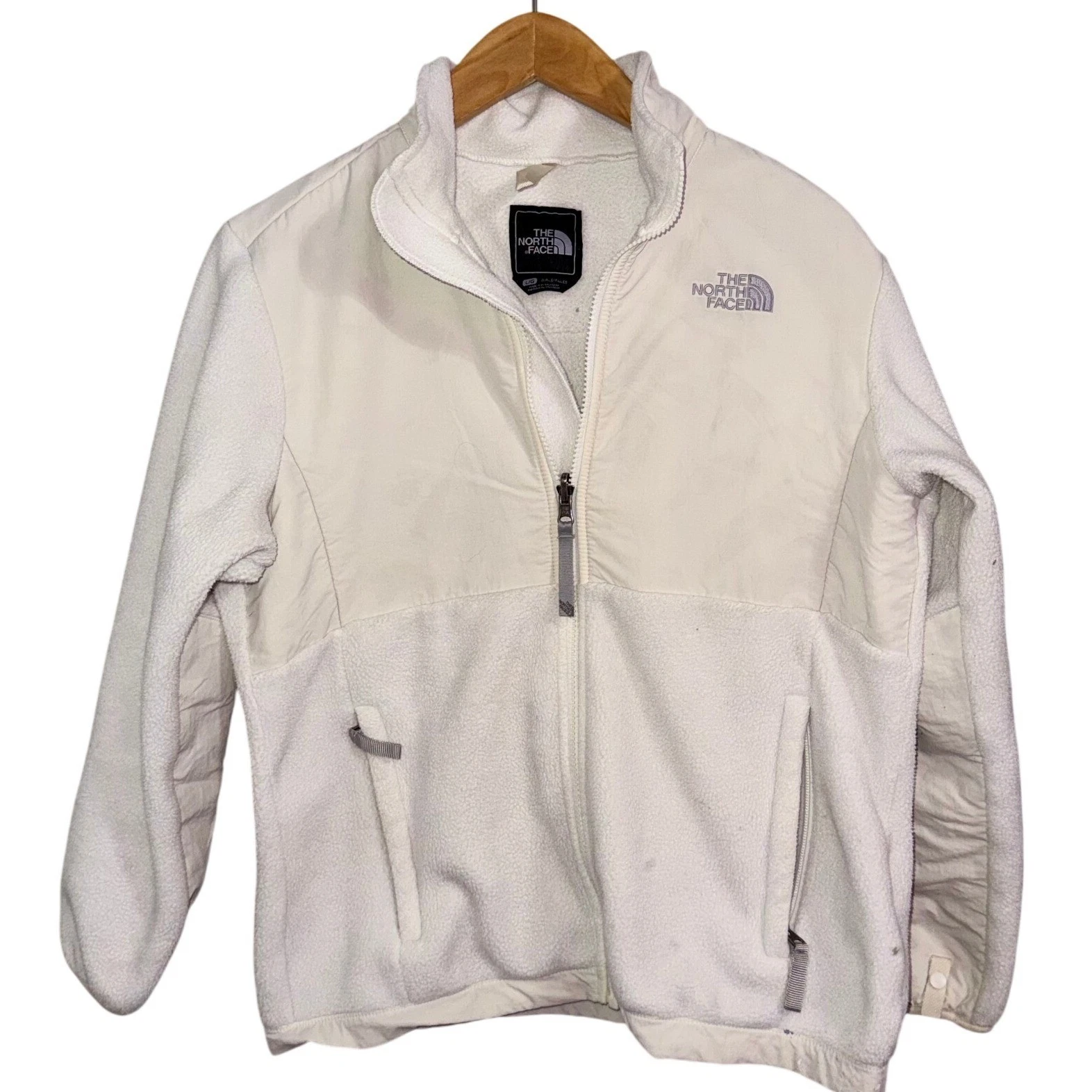 The North Face Kids Fleece Jacket White Full Zip Polar Tec Warm Outerwear