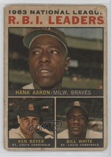 1964 Topps League Leaders Venezuelan Hank Aaron Ken Boyer Bill White HOF 0xi1