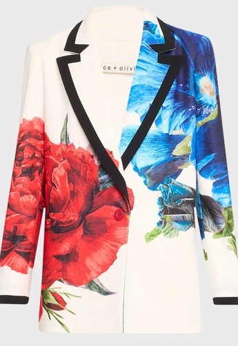 $595 Alice+Olivia Denny Floral Tailored Single-Breasted Blazer Jacket Size 6 - Picture 2 of 14