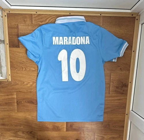 Maradona 10 Napoli Jersey 1986 1987 Size XL Retro Football Home SS Soccer