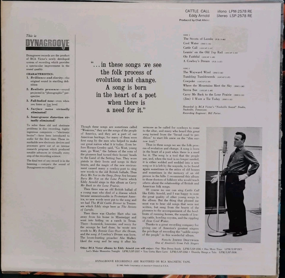 Vinyl LP Eddy Arnold - Cattle Call VG LSP-2578 US Country - Image 2 of 4