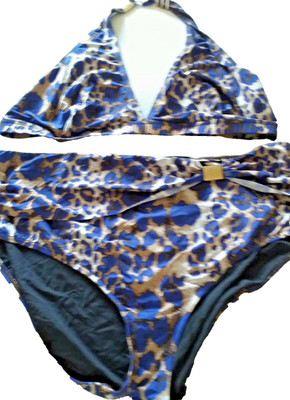 Sea by Melissa Odabash HN021 UK 30 Blau Mix Animal Print Neckholder Bikini