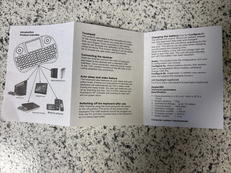 2.4GHz Wireless Mini Keyboard w/ Touchpad Mouse COMBO for Smart TV BOX Or PC - Image 3 of 4