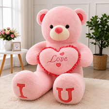 100cm Large Pink Teddy Bear Plush Stuffed Animal Love Heart Gift Soft Toy