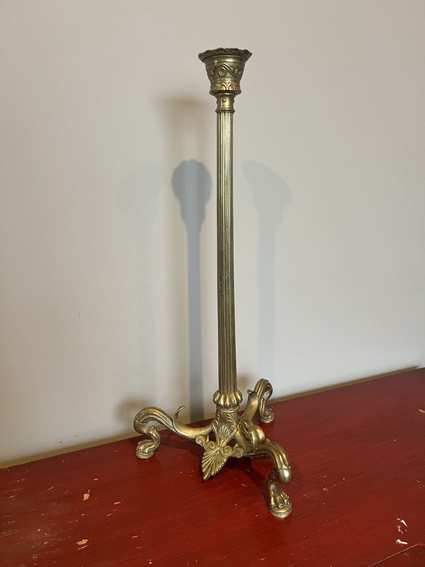 Antique French Neoclassical Gilt Bronze Candlestick 19th C Empire Louis Philippe
