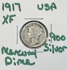 1917 Mercury Dime - .900 Silver US Coin - XF NICE Details HTF - SEMI BANDS