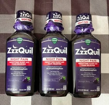 (3) Vicks ZzzQuil Night Pain Midnight Berry 12oz ~EXP: 11/2025