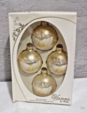 Vintage Christmas Visions by Holly Glass Ornaments USA Angels Set of 4