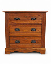 Vintage Solid Walnut Chest of Drawers – 4 Drawers, Restored with Black Handles
