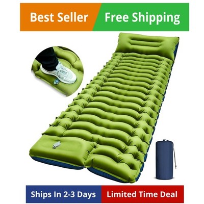 Camping Sleeping Pad, Ultralight Camping Mat with Pillow, Built-in Foot Pump ...