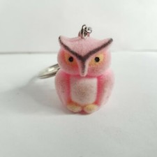 Pink Owl Figure Keyring Keychain 1-Inch Tall