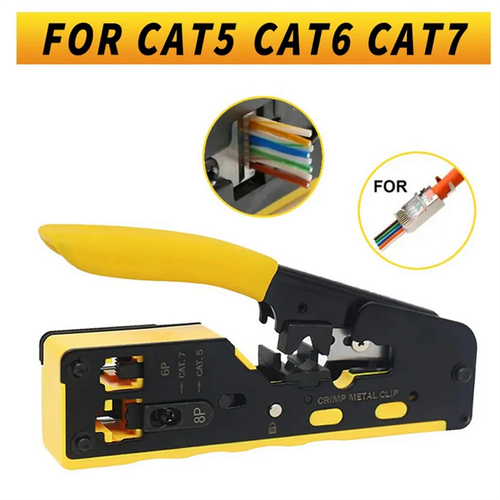 Kit de coupe à sertir passage à travers outil de sertissage RJ45 pour câble réseau Cat6 Cat5 Cat7 - Photo 6/14