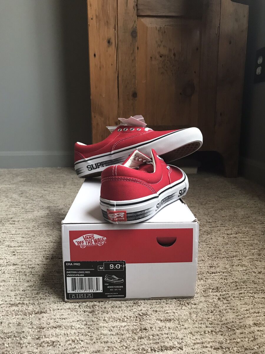 Size 9 - VANS Supreme x Era Pro Motion Logo Red for sale Size 9 - VANS Supreme x Era Pro Motion Logo Red for sale