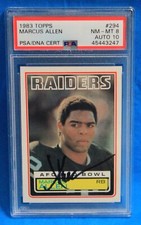 1983 TOPPS # 294 Marcus Allen RC PSA 8 NM-MT # 45443247  PSA/DNA CERT AUTO 10 !!