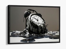 MELTING CLOCK BY BANKSY -FLOAT EFFECT FRAMED CANVAS WALL ART PRINT