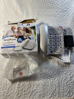 Acenis Terry Phone Large Number Big Button Telephone Handset White Landline