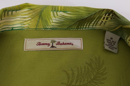 Tommy Bahama Herren Button Down Hemd M Seide grün gestreift Blumen Kurzarm - Bild 6 von 8