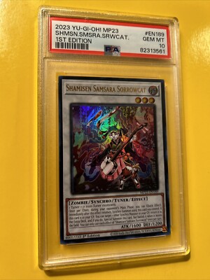 YuGiOh SHAMISEN SAMSARA SORROWCAT MP23-EN189🔥PSA 10 GEM🔥1st ED