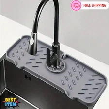 Kitchen Faucet Sink Splash Guard Silicone Water Catcher Mat Countertop Protect