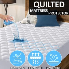 Extra Deep Quilted Mattress Protector WATERPROOF Anti-Allergic Fitted Cover