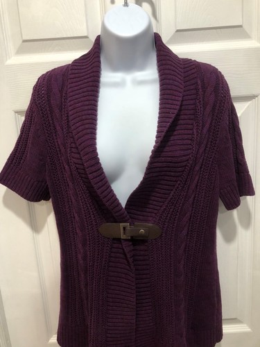 Christopher & Banks lila Pullover Kurzarm Schnalle vorne Gr. S Damen - Bild 3 von 6