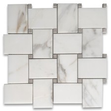 G663XH Calacatta Gold Marble Basketweave Mosaic Tile Cinderella Gray Honed