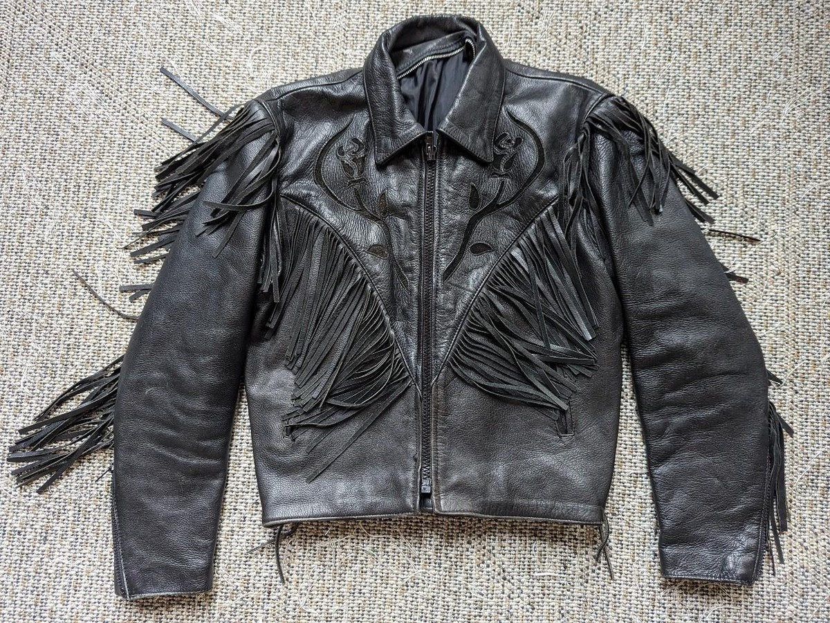 ジャケット・アウター 90s vintage rose fringe leather jacket 90s vintage rose fringe leather jacket