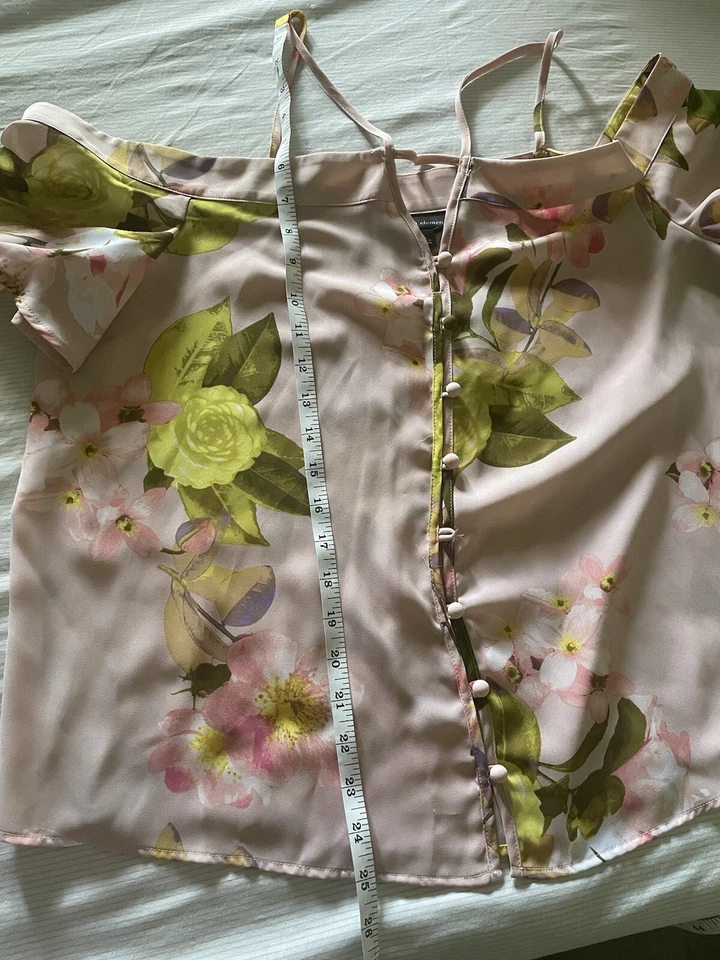 Blusa Top Bold Element Cold Off The Shoulders Rosa Floral Botón Frontal Talla L Foto 4 de 4