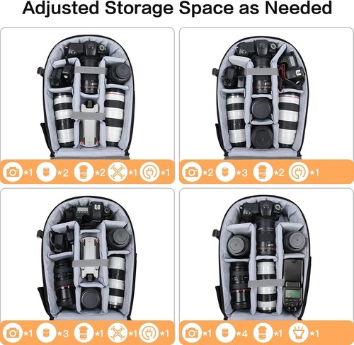 Multifunctional Waterproof Camera Backpack with Padded Inserts & Trolley Belt - Picture 5 of 10