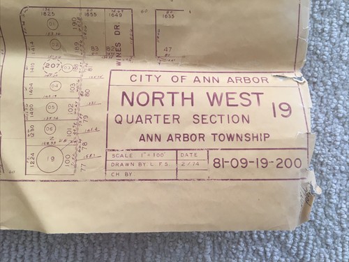 Vintage Drawn -Ann Arbor Michigan Township Map - North West Quarter Section- 19 - Picture 2 of 12