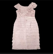 London Times Rodna Rosa Skimrand Tiered Bodycon Knälång Klänning Dam Storlek 10 