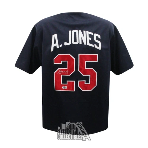 Andruw Jones Autographed Atlanta Navy Custom Baseball Jersey - BAS