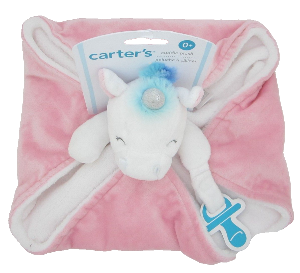 Carter Baby Security Blanket White and Pink Unicorn Cuddle Plush