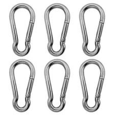 6 Pack 2.36 Inch Stainless Steel Carabiners Clips for Gym Swing Dog Leashes