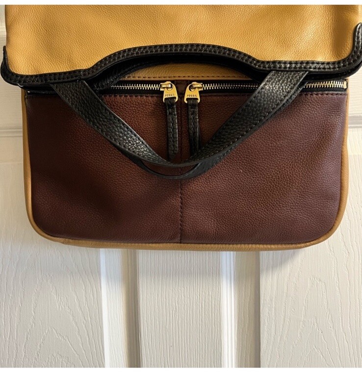 Fossil Brown and Beige Leather Hobo Bag - image 1