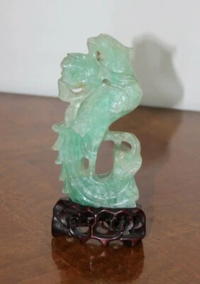 PHOENIX OU PHENIX EN FLUORITE VERTE, ART CHINOIS STYLE MING - Photo 1/2